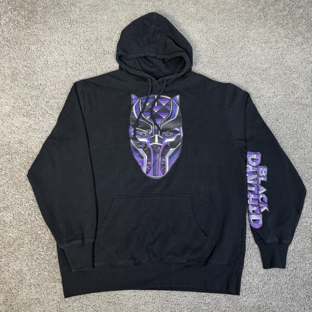 Marvel Studios Hoodie Mens L Black Black Panther Pullover Fleece Graphic